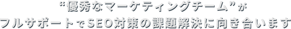 「優秀なマーケティングチーム」がフルサポートでSEO対策の課題解決に向き合います